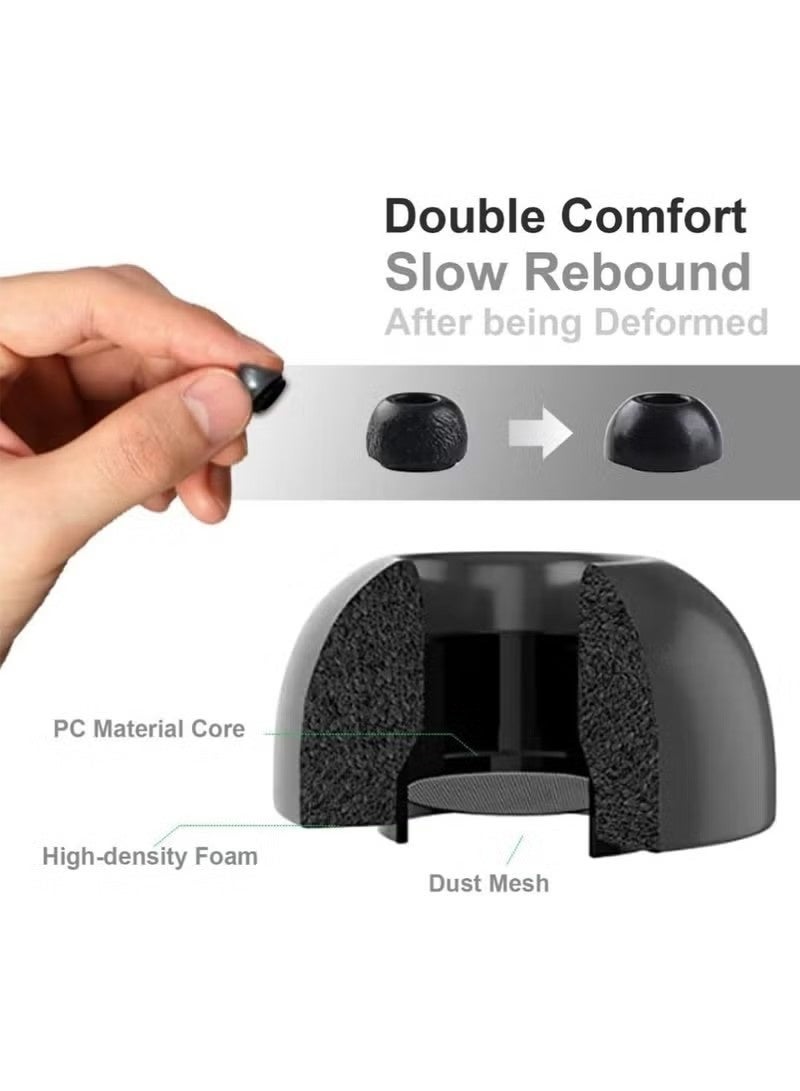4 أزواج من أطراف الأذن البديلة لسماعات AirPods Pro من الجيل الثاني/الأول، أطراف أذن سيليكونية بدون ألم، عزل أفضل للضوضاء، سماعات بديلة مع مجموعة تنظيف 3 في 1 وتناسب علبة الشحن (أسود، XS/S/M/L) - Image 4